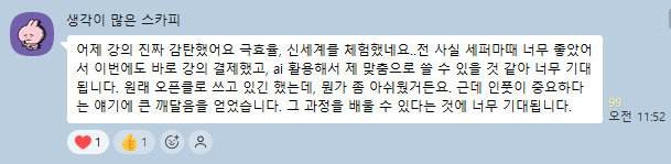 생각이 많은 스카피 후기 캡처